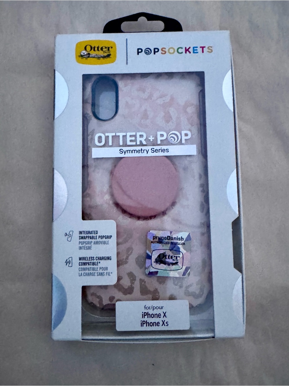 BNIB Otter Pop  Pop Sockets Rose Gold Leopard Print iPhone case X/Xs